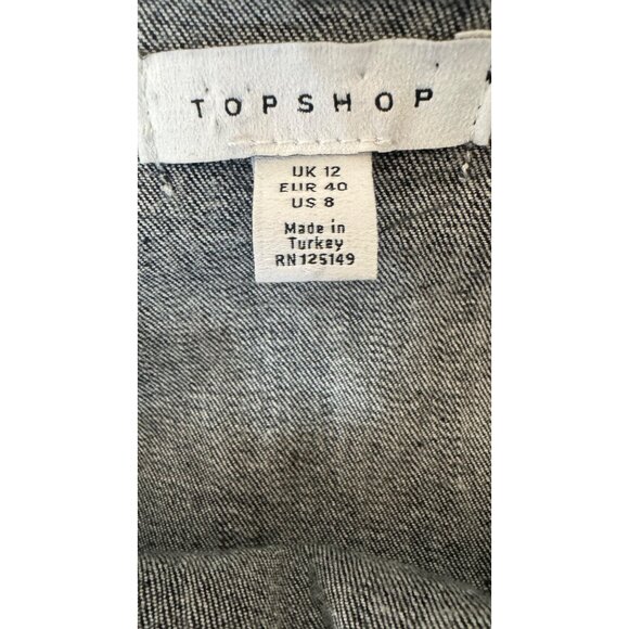 Topshop Size 8 Black Denim Spaghetti Strap Midi Front Slit Jean Dress - Picture 3 of 15